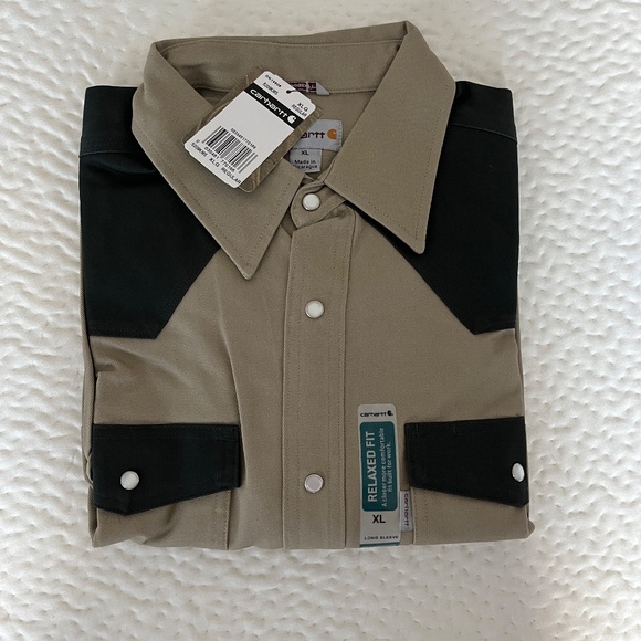 Carhartt Men's Ironwood Pearl Snap Twill Heavyweight Work Shirt S123 KMS SZ XL - Picture 2 of 6